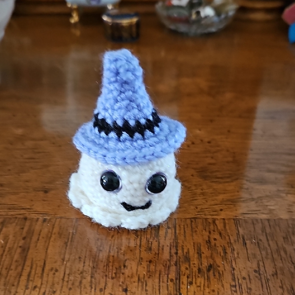 Handcrafted White  #Ghost with Purple  Hat